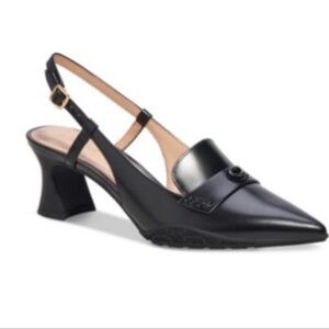 Coach Black Pointed Slingback Heel with Decorative Strap NWB